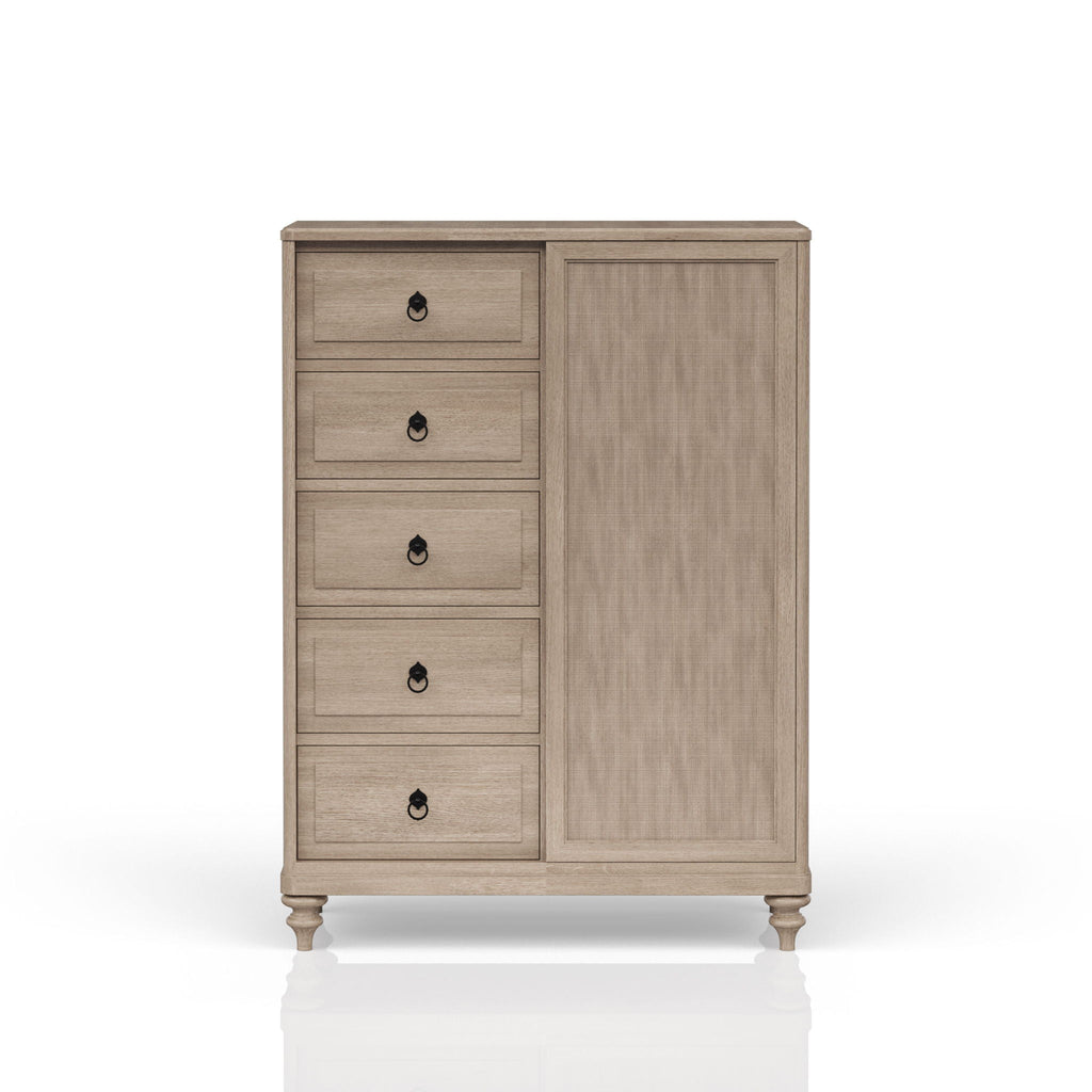 5 Drawer Door Chest with Felt & Cedar-Lined Storage - Sand