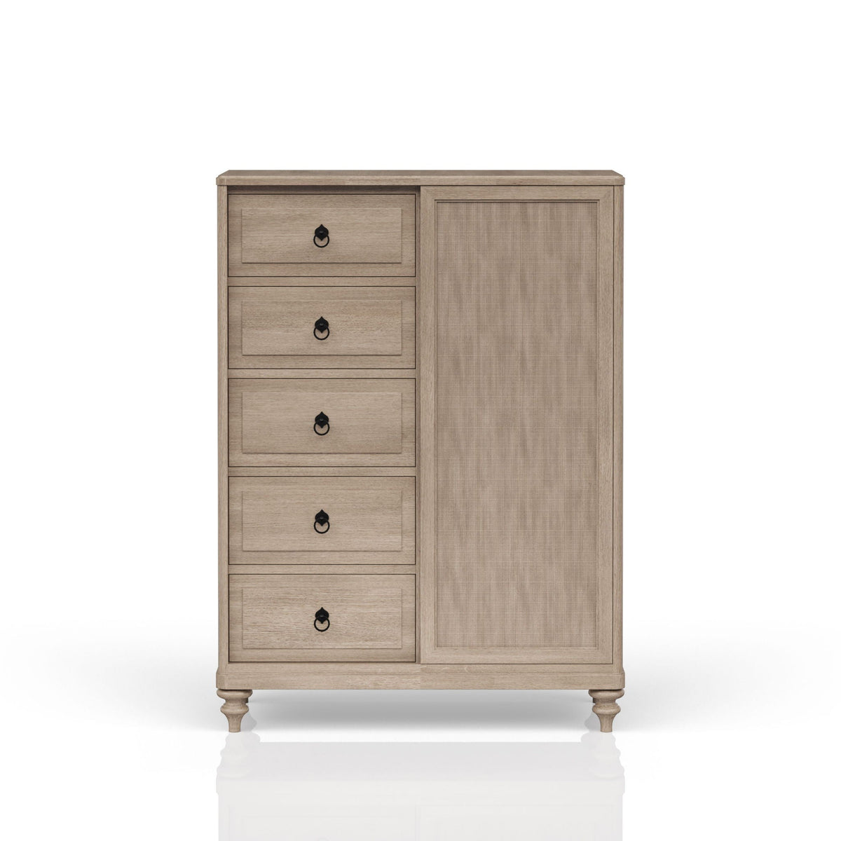 5 Drawer Door Chest with Felt & Cedar-Lined Storage - Sand
