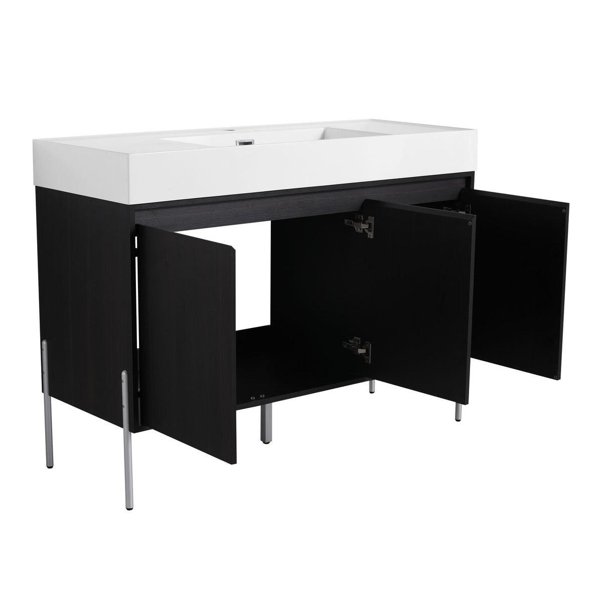 Freestanding Bathroom Vanity With Resin Sink And Storage Cabinet