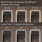 Full Length Floor Mirror LED with Dimming & 3 Color Modes - Silver