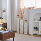 White / Gold Metal Floor Vases Set of 3 with Durable Modern Design