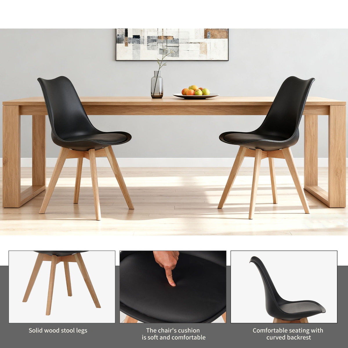 Medieval Dining Chair Set of 4 with Sturdy Plastic Frame - White or Black