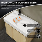 Modern Bathroom Vanity with Ceramic Basin and Storage Cabinet - Light Brown, Black, or White
