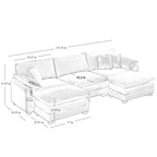 Oversized Modular Cushioned Sofa with Conversible Ottoman - Corduroy