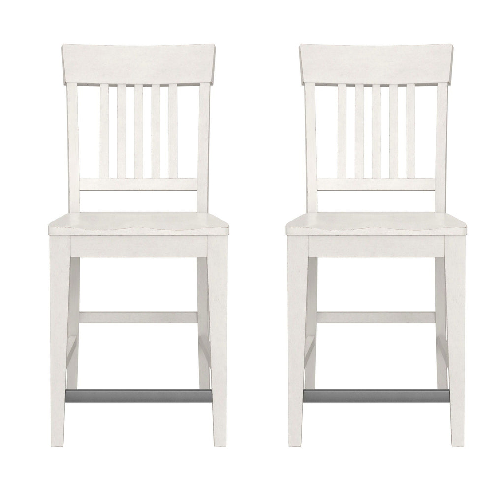 Slat Back Counter Stools with Easy Assembly - White