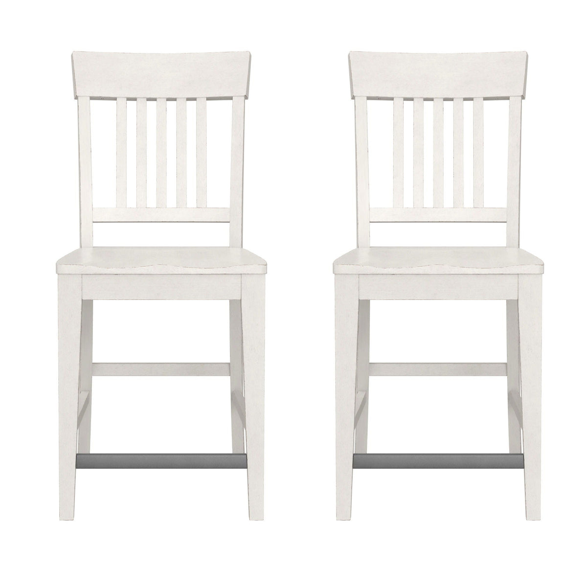 Slat Back Counter Stools with Easy Assembly - White