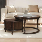 Modern Nesting Coffee Table Set with Glass Top - Dark Brown or Black