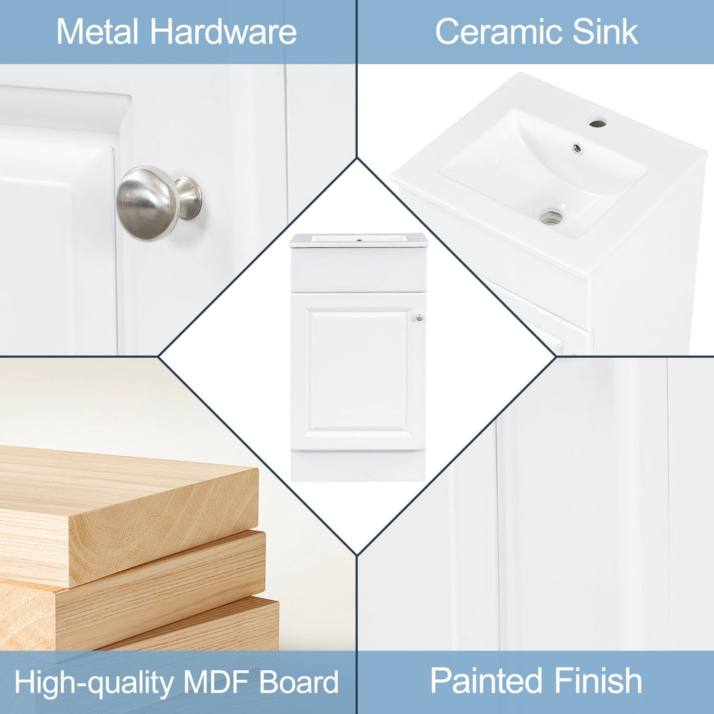 Bathroom Vanity with Sink and Adjustable Shelf - Multiple Colors