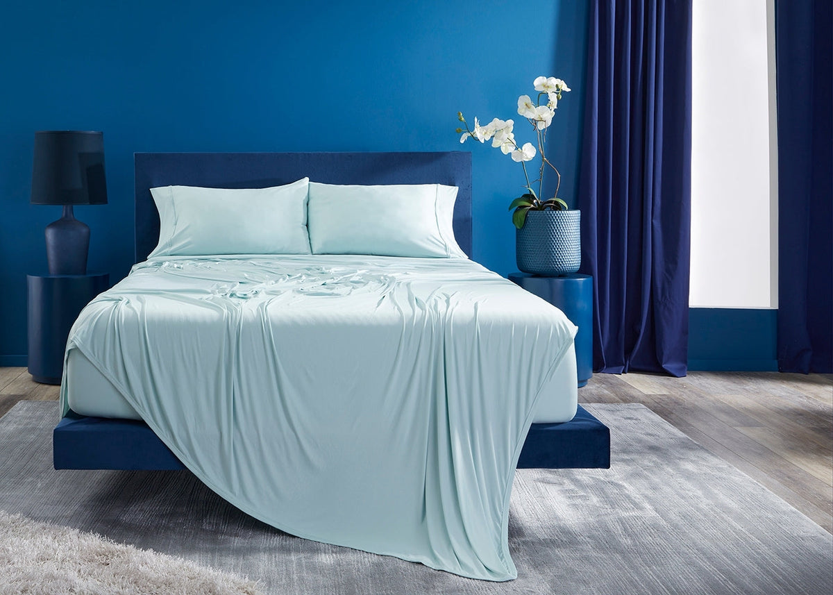 Split King Sheet Set with Powerband – Misty Blue