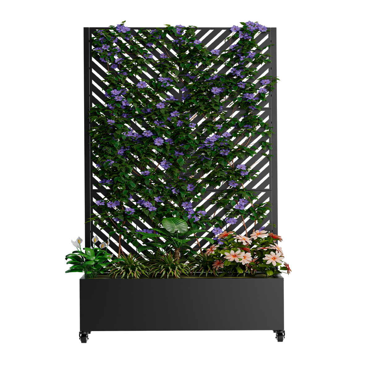 Metal Planter Box with Trellis - Black