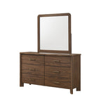 Walnut Color Solid Wood Dresser 6-Drawers with Rounded Edges - Walnut