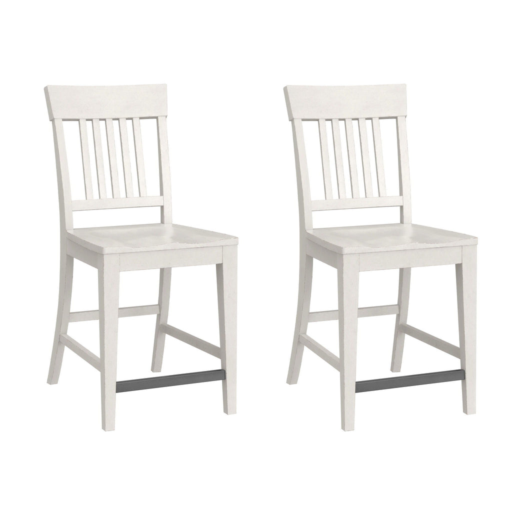 Slat Back Counter Stools with Easy Assembly - White