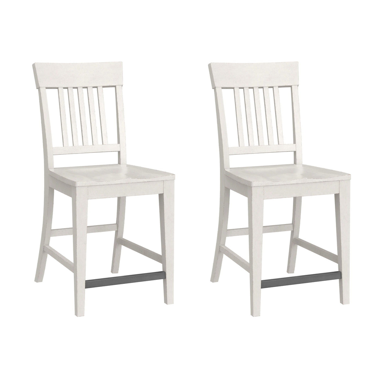Slat Back Counter Stools with Easy Assembly - White