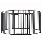 Adjustable Metal Safety Gate Play Yard with Pivoting Panels - Black