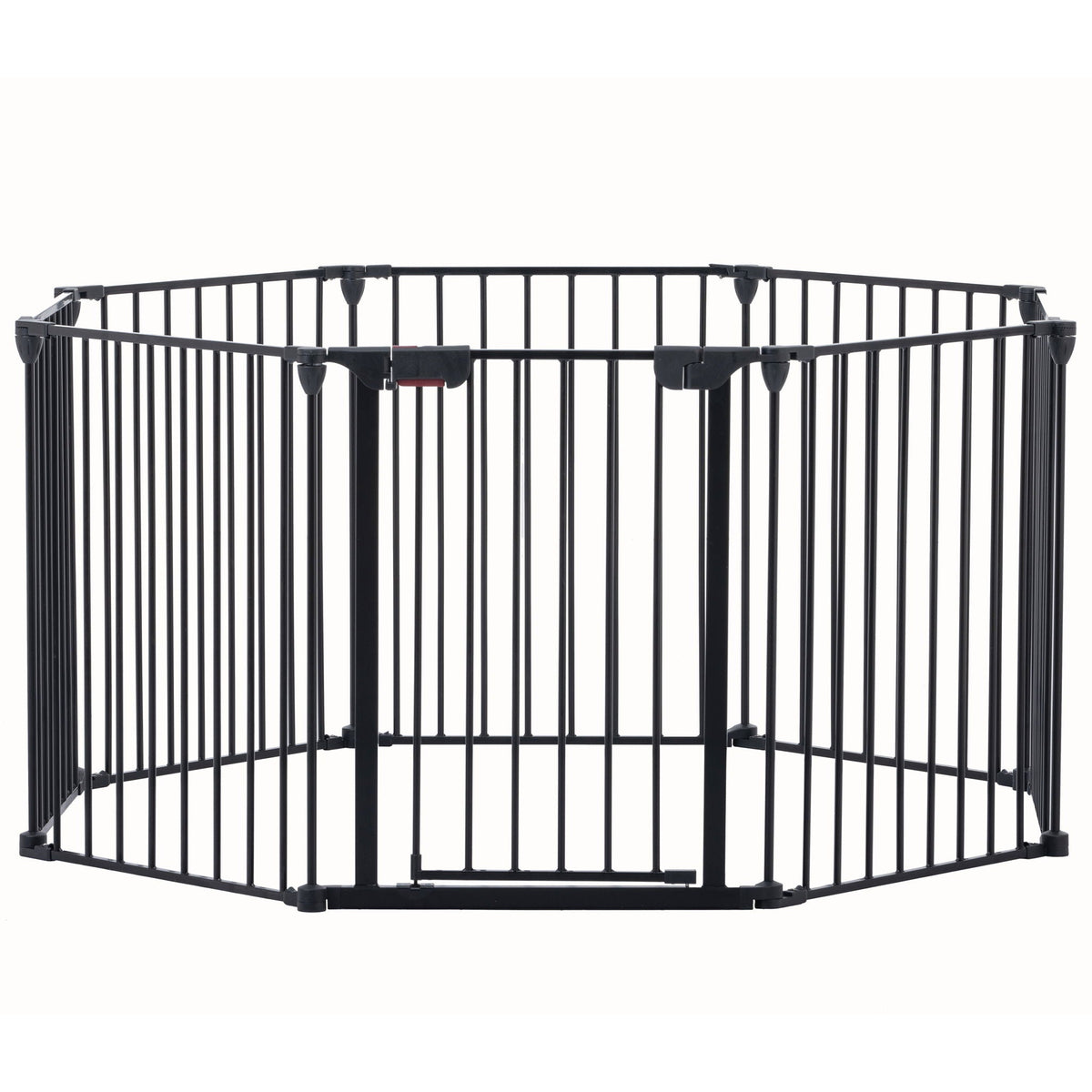 Adjustable Metal Safety Gate Play Yard with Pivoting Panels - Black