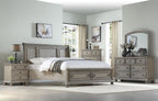 Antique Gray Mirror with Wood and Glass Construction - Gray