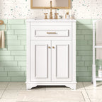 Bathroom Vanity with Integrated Sink and Storage Cabinet - Dark Green, Black, White