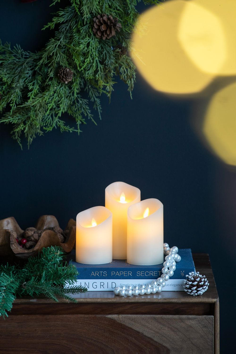 Flickering LED Candles Set with Remote Timer - Ivory