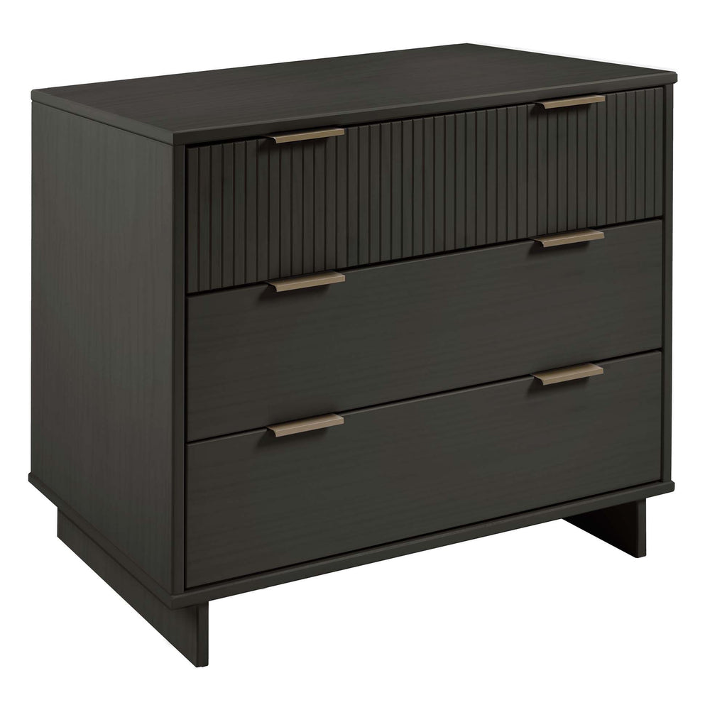 Solid Wood 3 Drawer Dresser with Ribbed Fronts - Multiple Colors