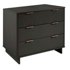 Solid Wood 3 Drawer Dresser with Ribbed Fronts - Multiple Colors