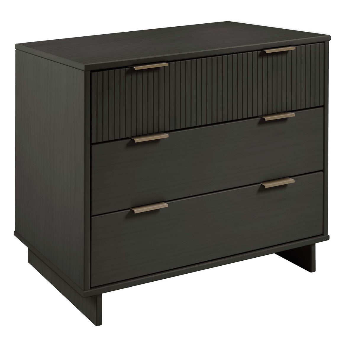 Solid Wood 3 Drawer Dresser with Ribbed Fronts - Multiple Colors