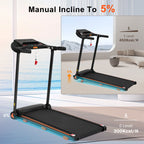 2.5Hp Quiet Folding Treadmill with Heart Rate Sensor - Black