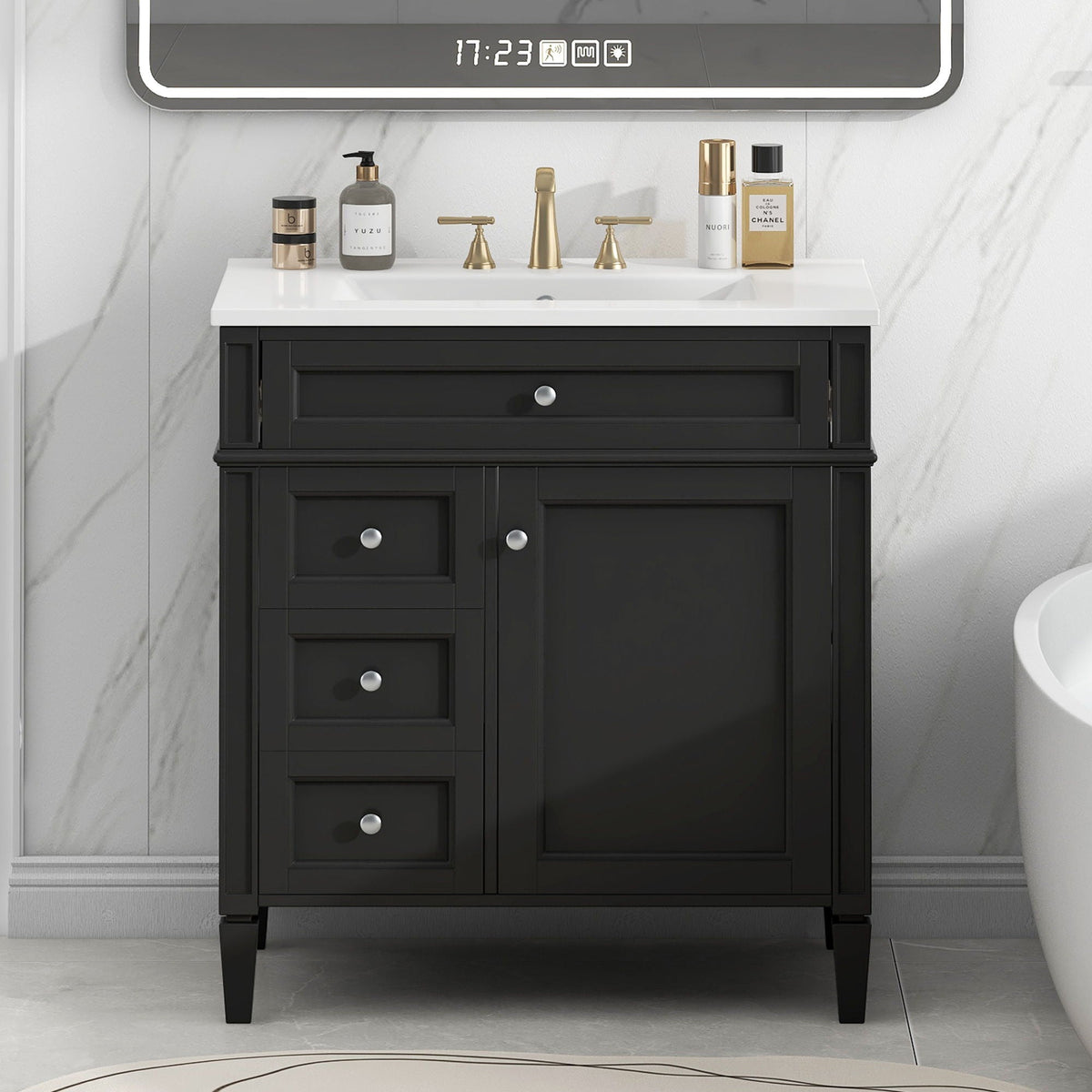 Bathroom Vanity with 2 Drawers and Tip-Out Storage - Multiple Colors