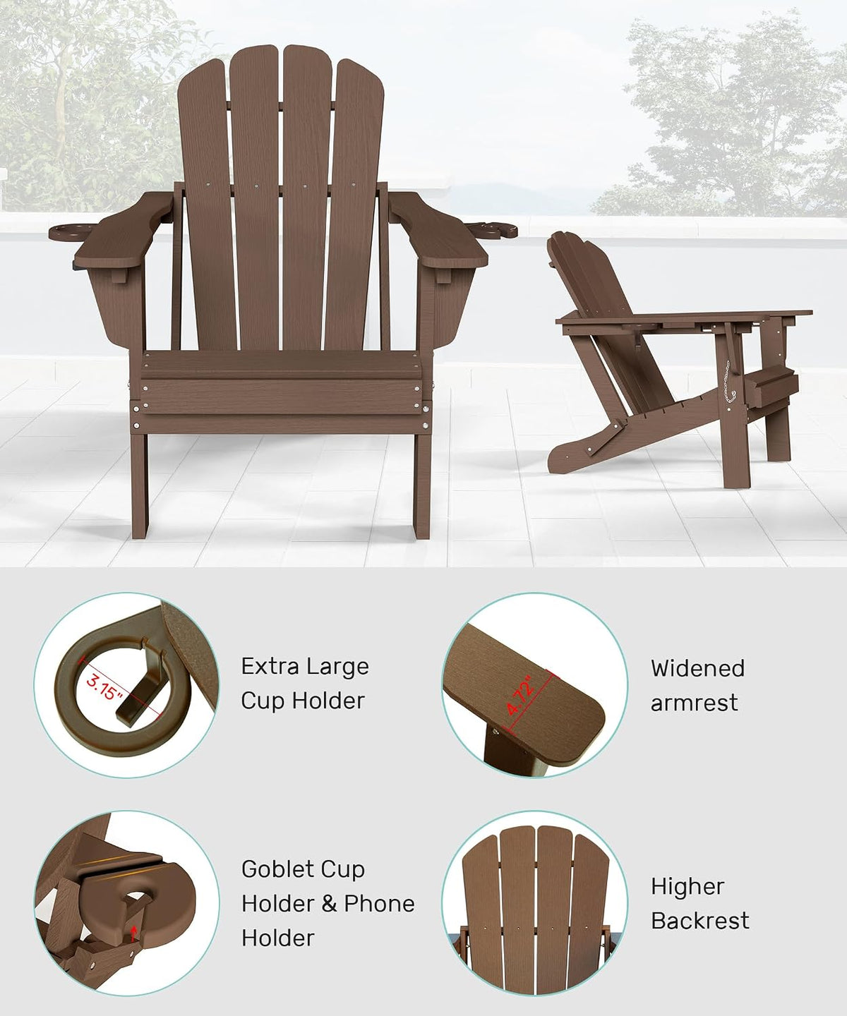 Adjustable HDPE Adirondack Chair with Personalized Comfort - White