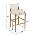 Solid Wood Bar Stool Set with Polyester Cushion - Brown & White