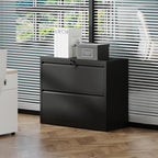 Black Lateral File Cabinet with Heavy Duty Locking Drawers