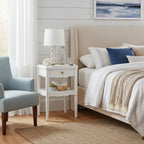 1 Drawer Nightstand with Solid Wood Frame - Blue, Dark Green, or White
