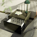 Modern Smart Side Table with Built-In Fridge and Wireless Charging - Black or White