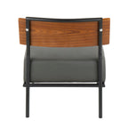 Contemporary Side Chair with Walnut Back and Faux Leather - Gray