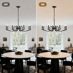 8-Light Farmhouse Chandelier with Adjustable Height - Black Metal