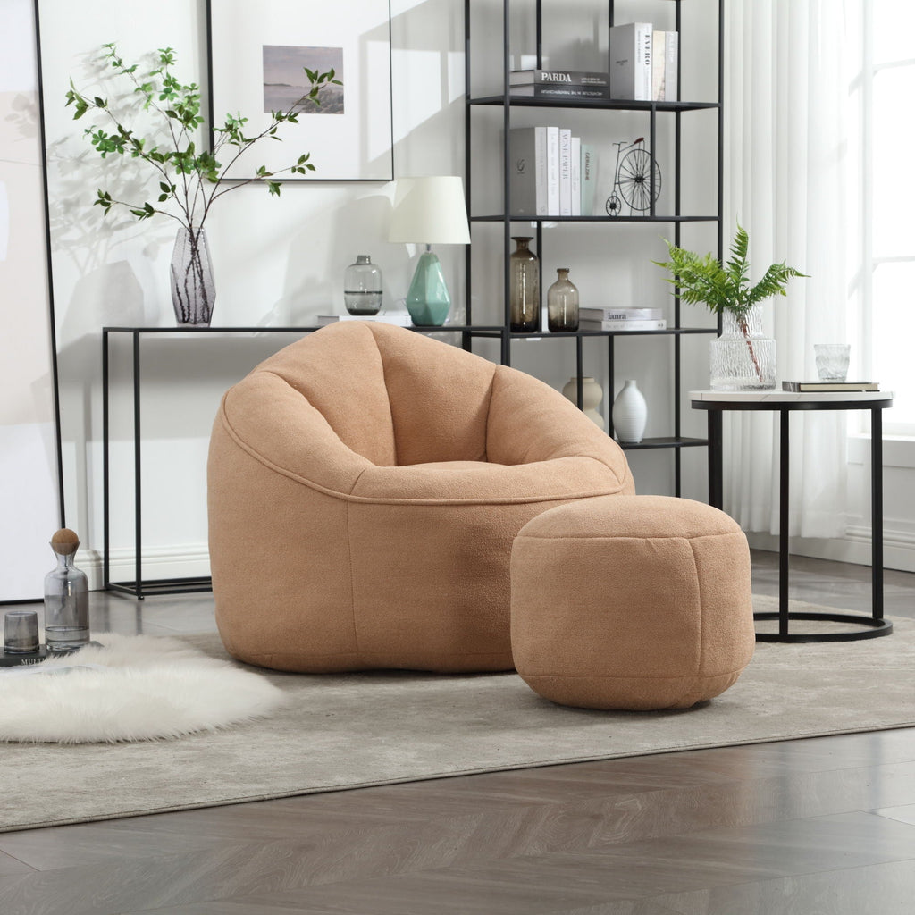 High Pressure Foam Bean Bag Sofa Chair with Footrest – Multiple Colors
