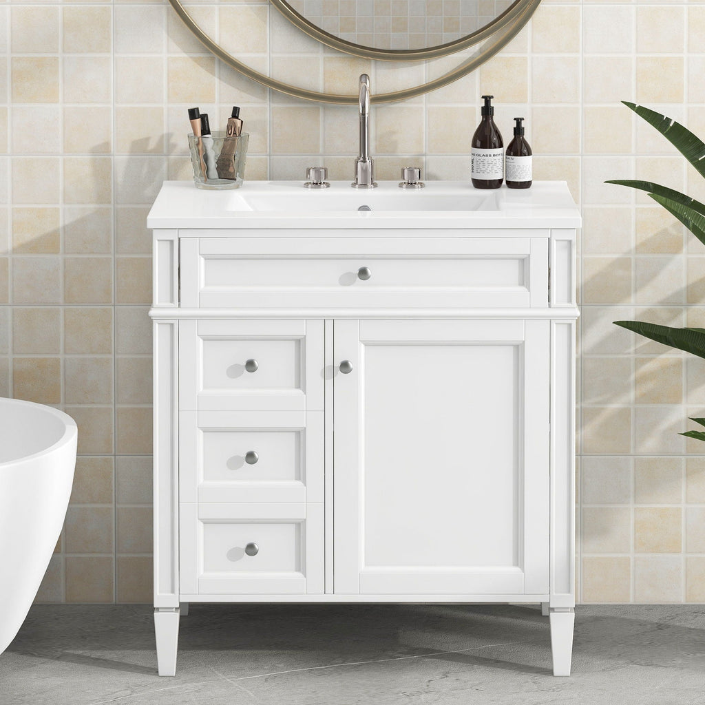 Bathroom Vanity with 2 Drawers and Tip-Out Storage - Multiple Colors