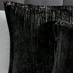 Black Crinkle Velvet Comforter Set with Plush Fill - 7 Piece