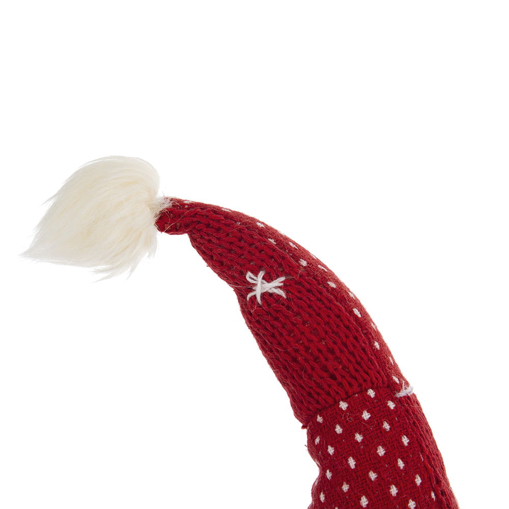 Christmas Gnomes Decorations Set of 2 with Fluffy Beards - White / Red