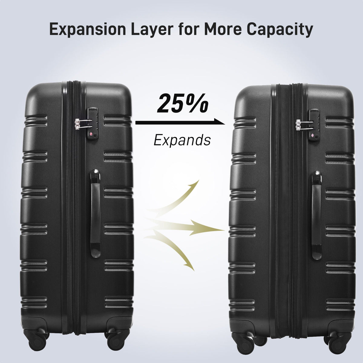 Hardside Spinner Luggage Set with TSA Lock - Black