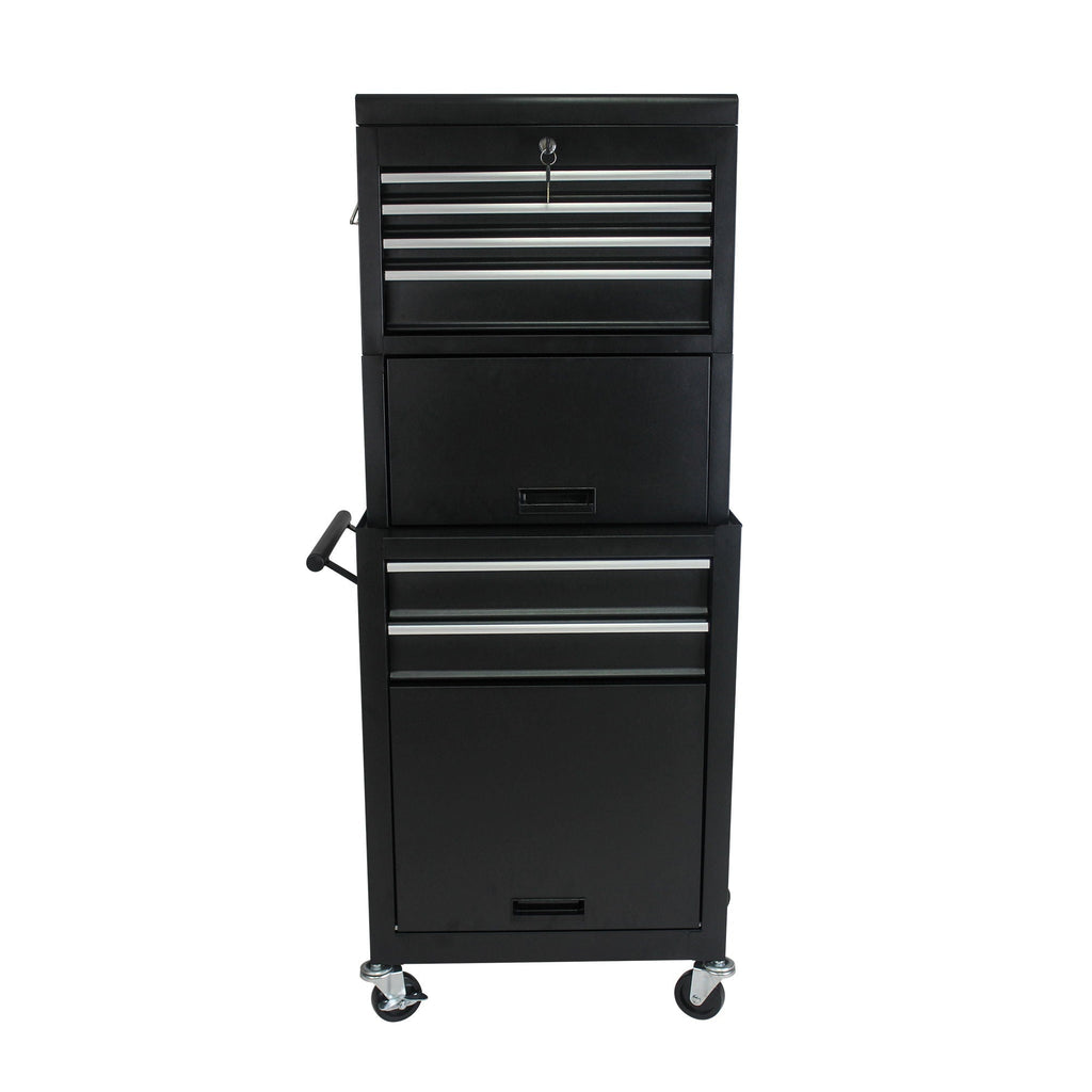 6 Drawer Lockable Tool Cabinet with Detachable Toolbox - Black, Red, or Blue