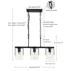 Adjustable Pendant Lighting with Clear Glass Shade - Black or Gold