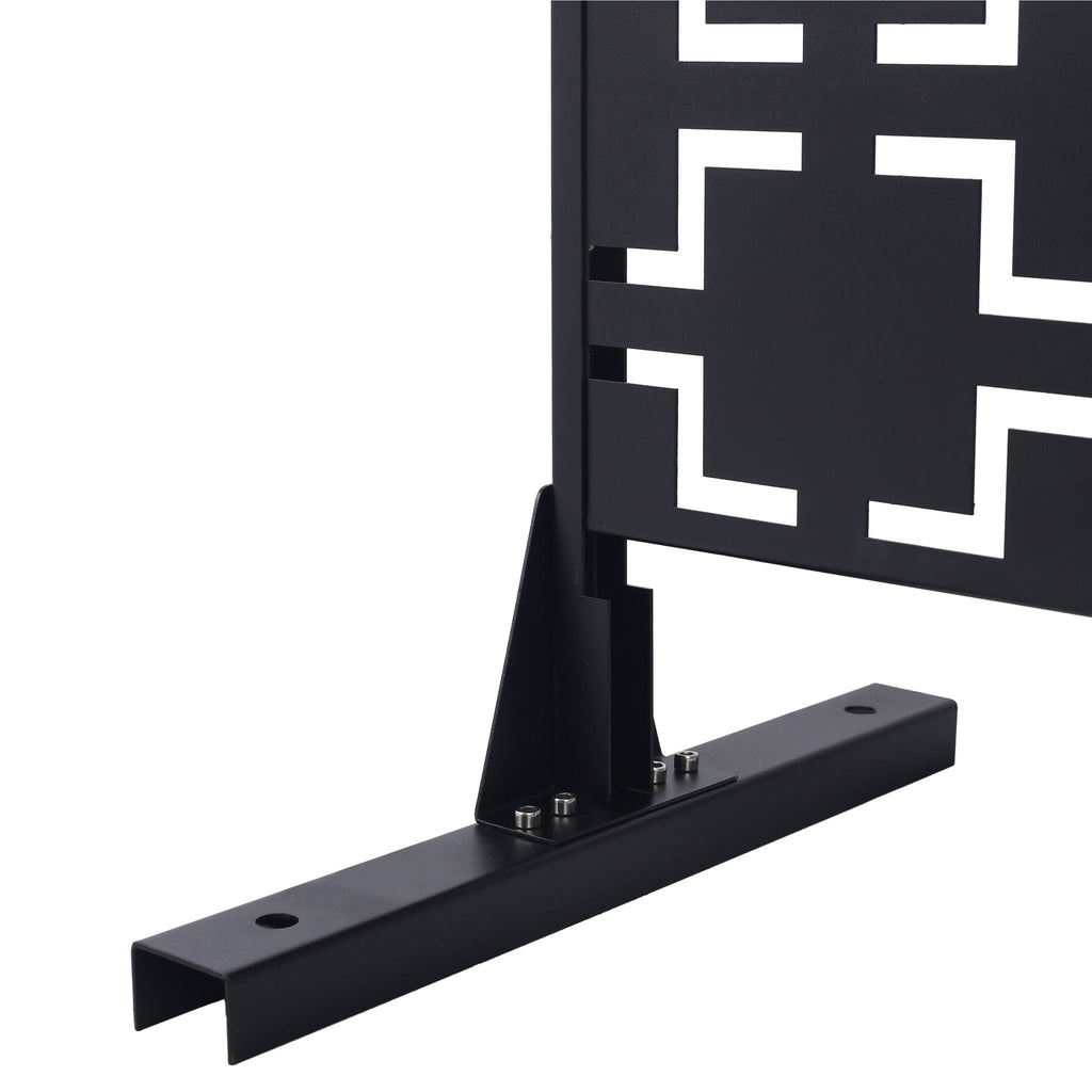 Freestanding Metal Privacy Screen with Durable Construction - Black