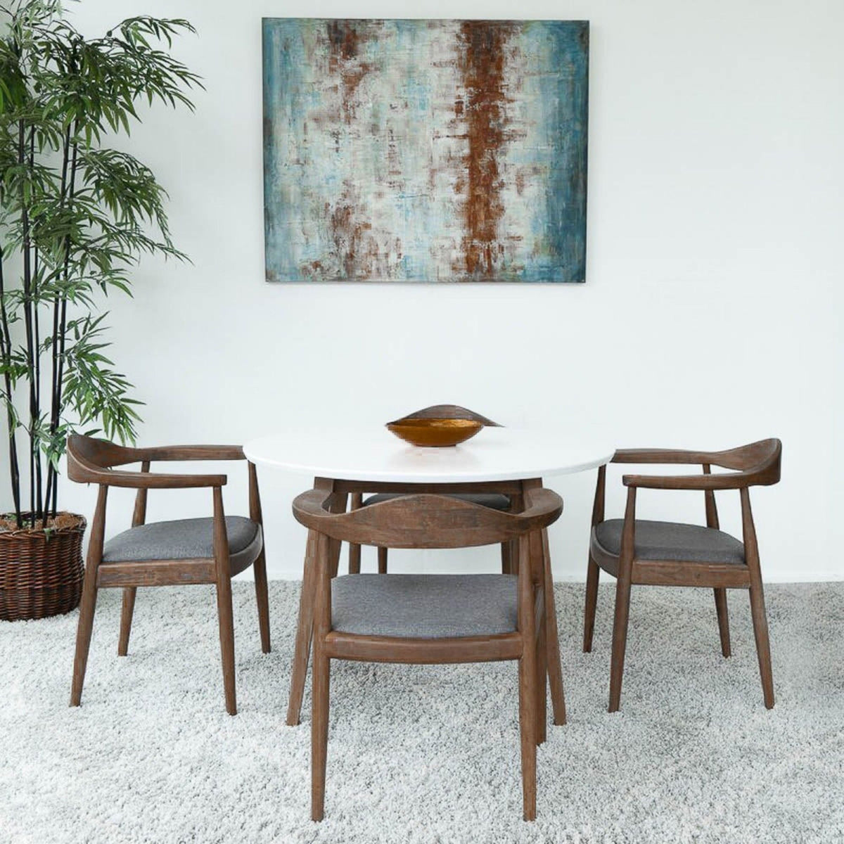 Mid-Century Modern Dining Chair with Armrests - Dark Gray or Dark Brown
