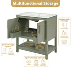 Elegant Bathroom Vanity with Ceramic Sink and Storage - White or Green