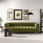 Mid Century Modern Sofa with Pet-Friendly Upholstery - White, Green, Orange
