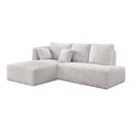 Ivory Sectional Sofa with Chaise - Corduroy Upholstery