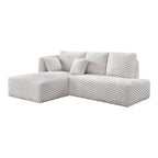 Ivory Sectional Sofa with Chaise - Corduroy Upholstery