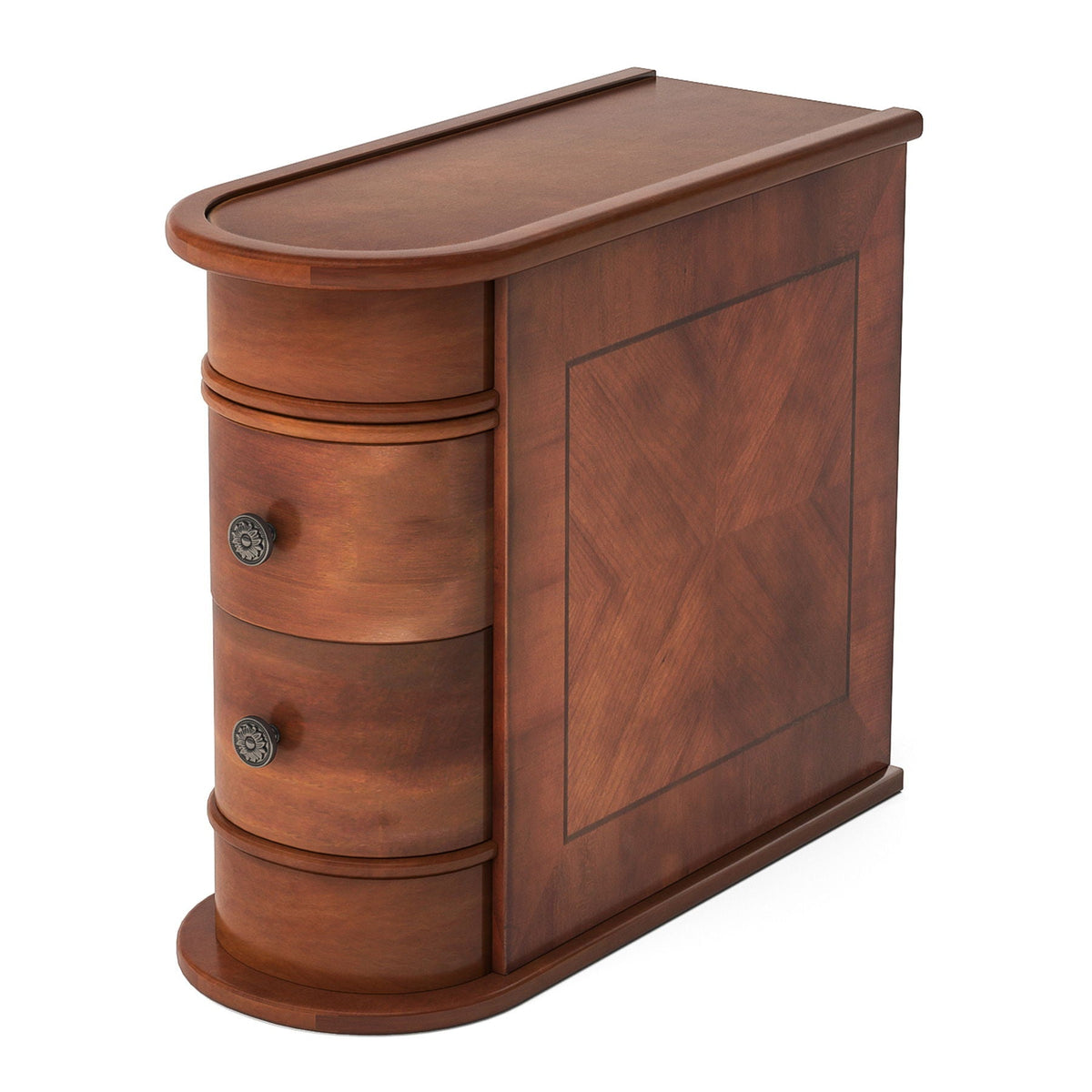 Narrow 2 Drawer End Table with Child-Safe Edges - Dark Brown or White