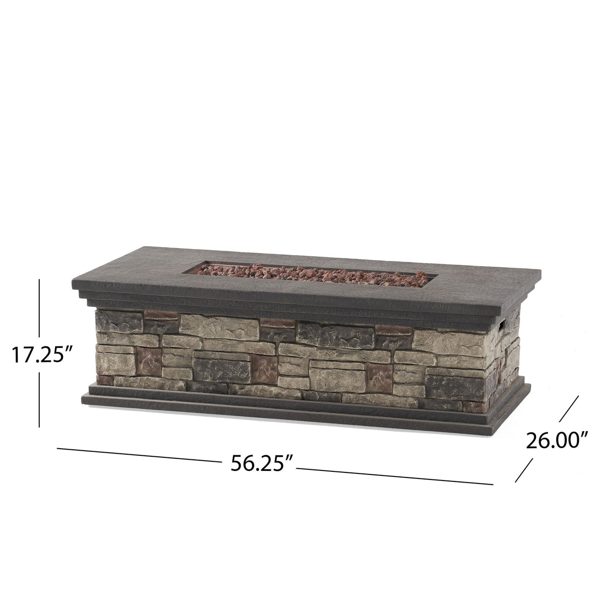 Fire Pit with Lightweight Concrete and Steel Frame - Dark Gray
