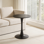Black Round Dining Table with MDF Top and Matte Iron Base - Black